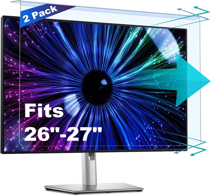 Twugs 2 Pack Anti-Blue Light & Anti-Scratch Screen Protector Shield for 27 Inches Desktop Computer Monitor, Hanging Block Filter Panel for Eye Protection - Image 1